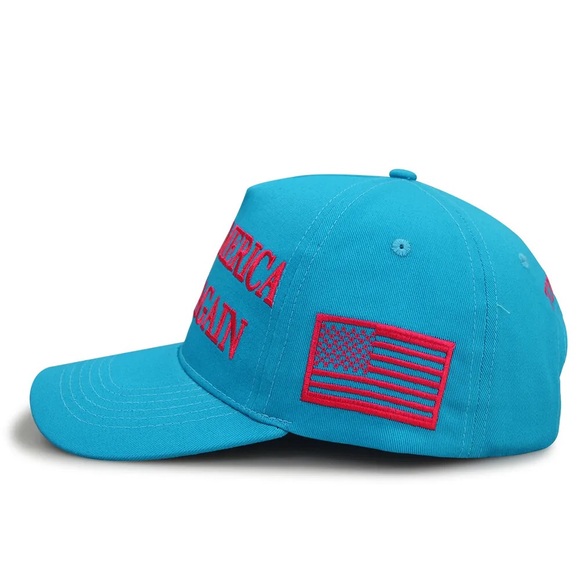 Trump..OFFICIAL..MAGA Hat..NEVER SURRENDER..American..Teal/Pink..NEW DESIGN - Picture 6 of 7